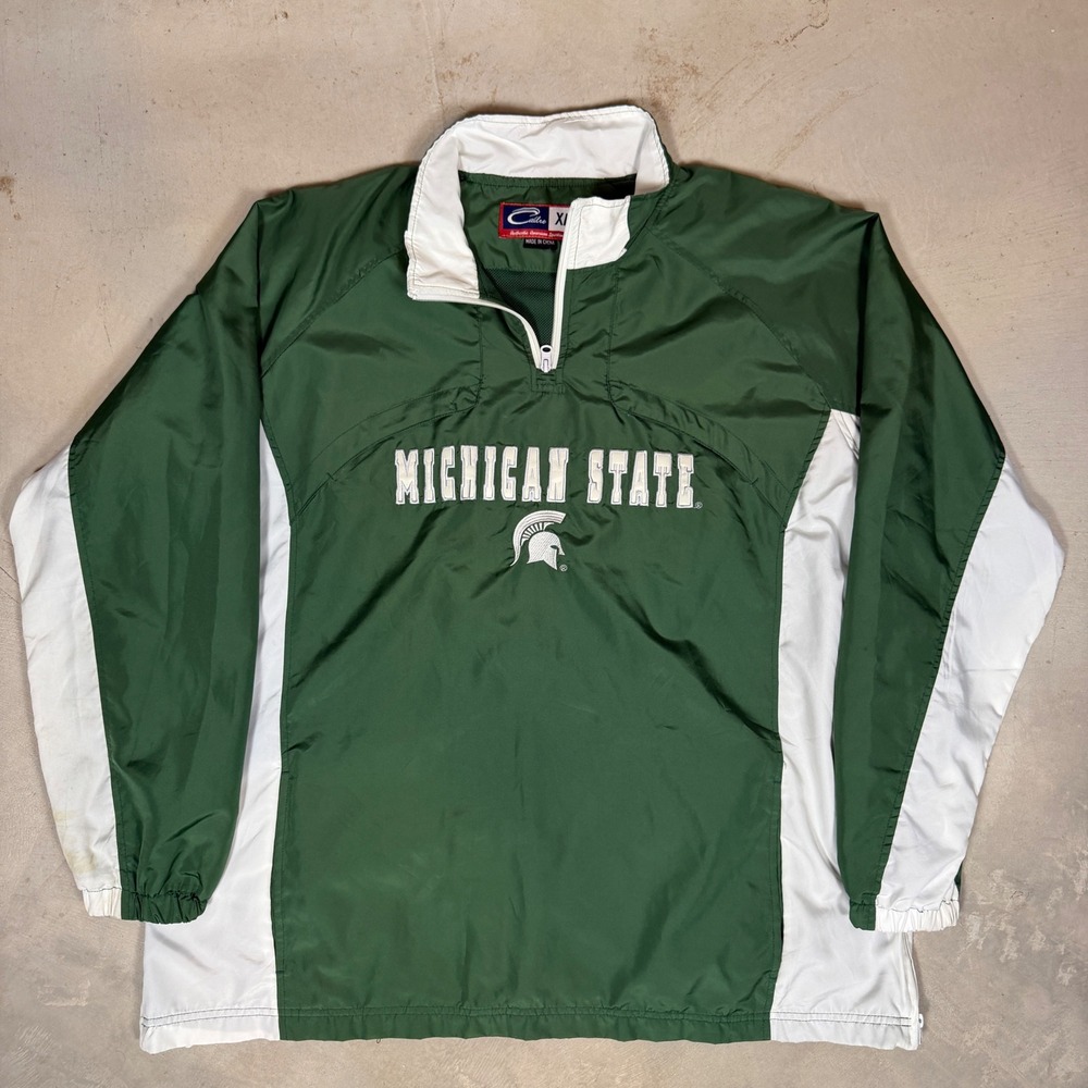 Cadre Michigan State Spartans Windbreaker Jacket Mens XL Green Quarter Zip NCAA